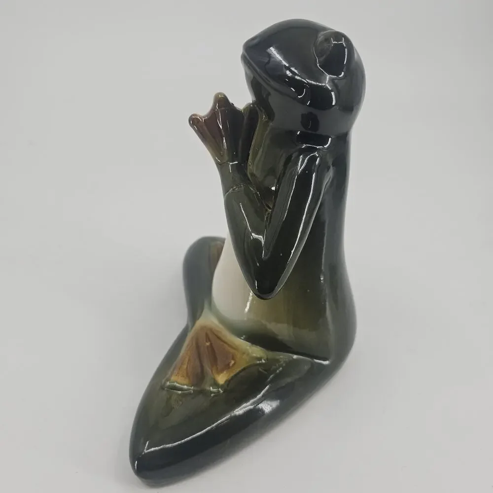 Pier 1 Imports Zen Meditating Yoga Frog Ceramic Figurine Statue Home Decor 7.5
